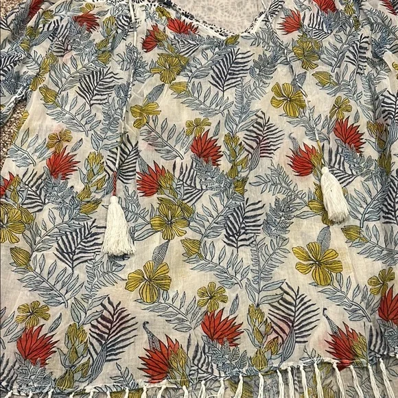 Roberta Roller Rabbit cover up Top with Tassels - Picture 3 of 5